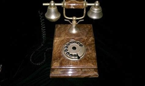 18k Gold Plated Marble Onix Rotary Telephone Italy Reduced