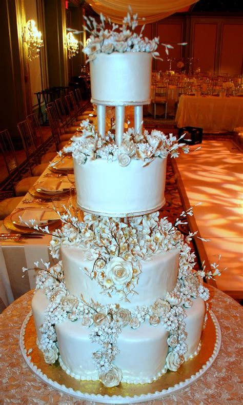Scalloped Gumpaste Floral Tiered Wedding Cake Wedding Cakes Cake Cover