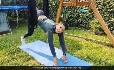Hang In There Sunny Leone The Actress Shares Rofl Video Of Herself Practicing Aerial Yoga