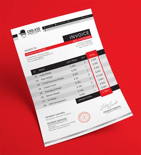 Download Free Invoice Design Template (AI & EPS) - Free Download ...