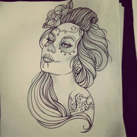 Traditional Catrina Tattoo Designs Hideaway Style Desk