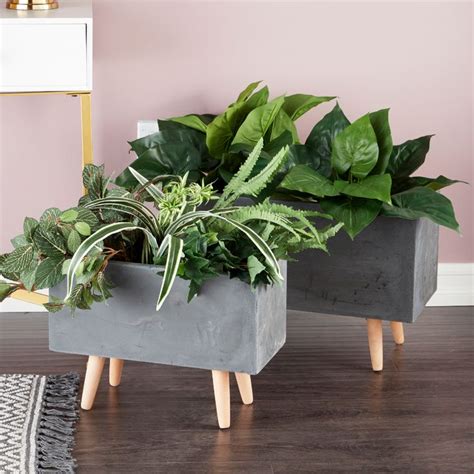 Colors options include neutrals, like white, black, beige and brown, more vibrant hues like red, blue. CosmoLiving by Cosmopolitan Clay Planter, Dark Grey, Set ...