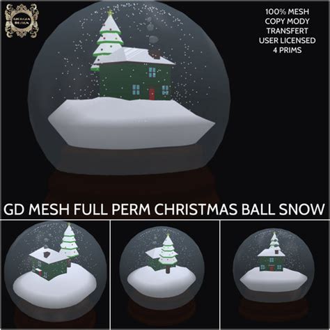 Second Life Marketplace Gd Mesh Full Perm Christmas Ball Snow
