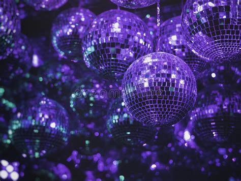 Disco Balls Purple Blue Light Party Nightlife Background Stock Photo