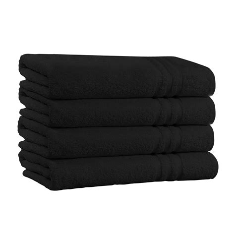 100 Cotton Bath Towels Pack Of 4 Extra Plush And Absorbent Black Bath