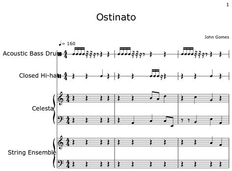 Ostinato Sheet Music For Acoustic Bass Drum Closed Hi Hat Celesta