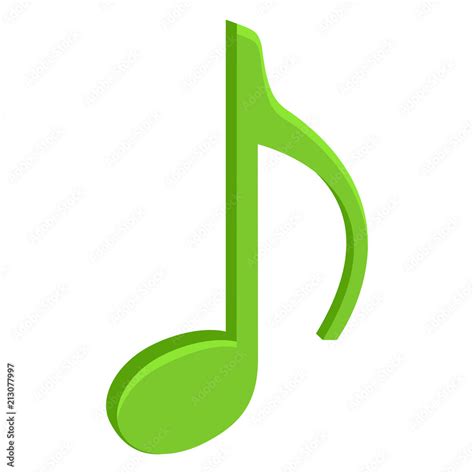 Vector Single Color Flat Icon Green Music Note Symbol Stock Vector