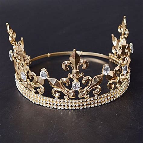 Full Circle Mens Crown Imperial Medieval Tiara Fleur De Lis Gold King