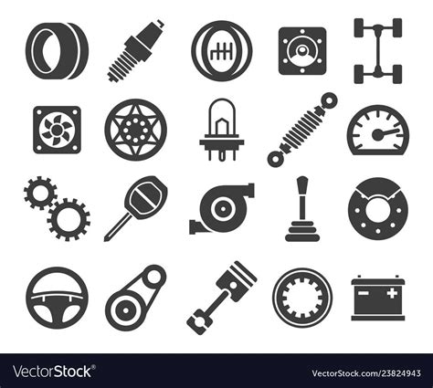 Car Parts Black Icons Royalty Free Vector Image Affiliate Black