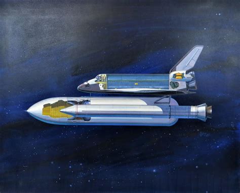 Nasa Concept Art Original Painting Shuttle Cutaway Manny Alvarez