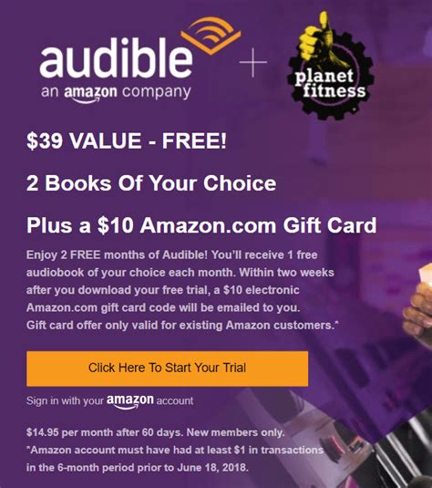 Get it as soon as wed sep 11. Expired Audible: Two Free Months + $10 Amazon.com Gift ...