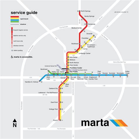 Atlanta Marta Rapid Transit Map Print Square Sized Poster With Original