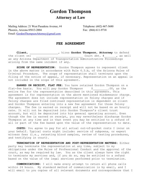 Lawyer Fee Agreement Template
