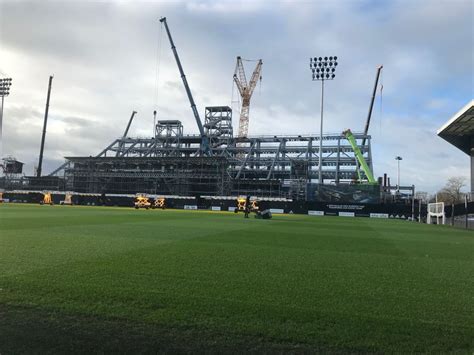 'the new development changes the old configuration of the river embankment in front of the stadium, by extending further. Fulham FC - Riverside Stand Gallery