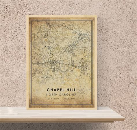 Chapel Hill Vintage Map Print Chapel Hill Map North Etsy