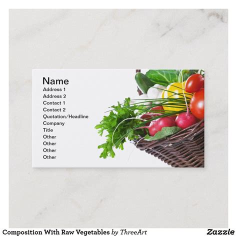 Save 25% on quantities of 300 or more. Composition With Raw Vegetables Business Card | Zazzle.com ...