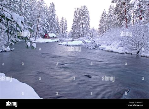 Metolius River In Snow Cabin Hi Res Stock Photography And Images Alamy