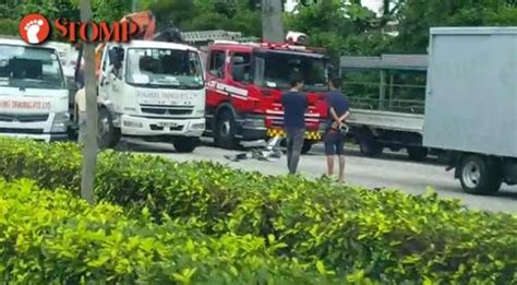 scdf rescue driver trapped in lorry after multiple vehicle collision on cte