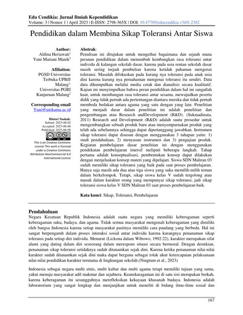 PDF Pendidikan Dalam Membina Sikap Toleransi Antar Siswa