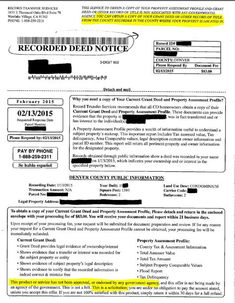 Order Grant Deed And Property Assessment Profile By Mail Do Not Pay