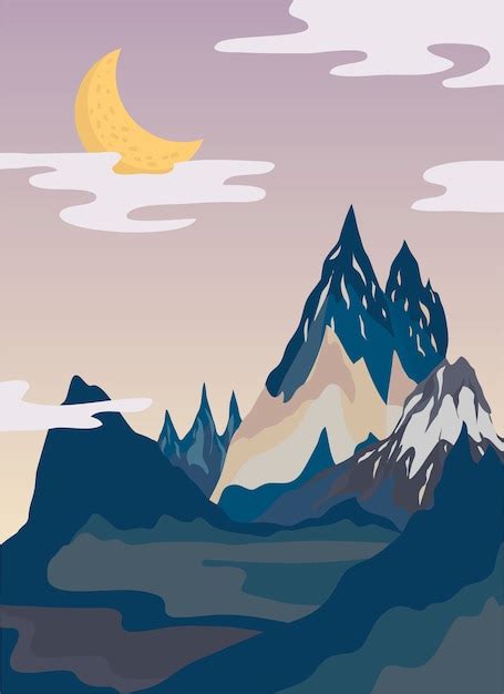 Free Vector Painted Mountain View Landscape Illustration
