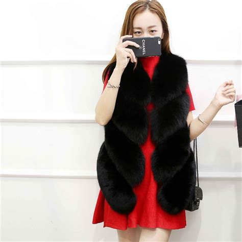 autumn winter overcoat new luxury faux fox fur vest women plus furry short faux fur vests coat