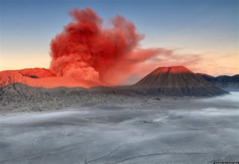 Mount Bromo Indonesian Volcano Spews Red Smoke Pictures