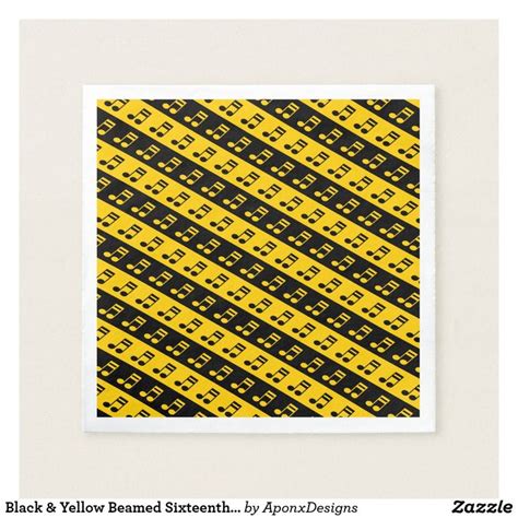 Black And Yellow Beamed Sixteenth Notes Pattern Music Teacher Ts