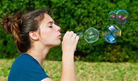 Blowing Bubbles Stock Image Image Of Female Casual 23770839