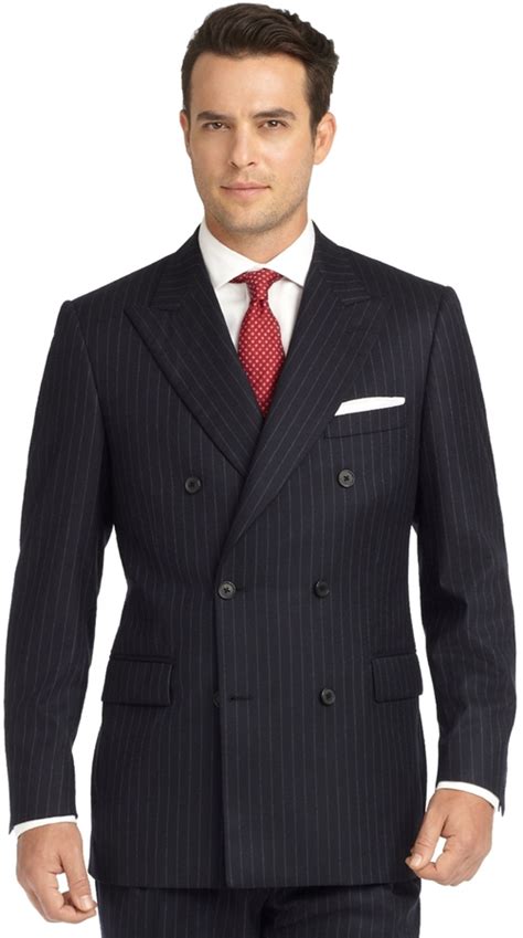 Brooks Brothers Madison Fit Chalk Stripe Double Breasted Flannel 1818