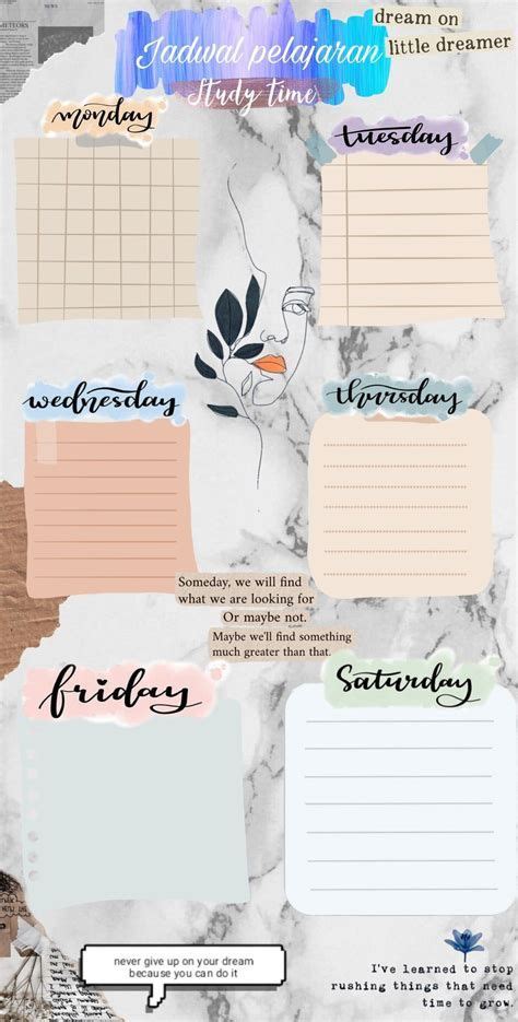 Aesthetic Schedule Template Ilustrasi Buku Desain Templates