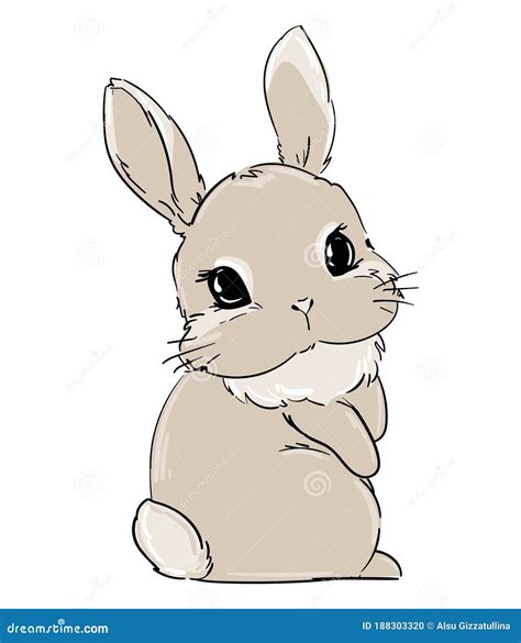 Cute Cartoon Rabbits Kawaii Bunny Vector Clip Art Illustration Stock