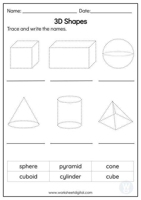 Naming 3d Shapes Worksheet