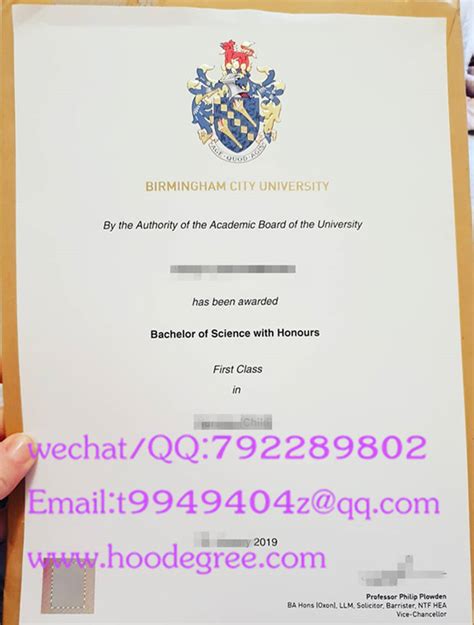 Birmingham City University Graduation Certificate伯明翰城市大学毕业证书2019 英国