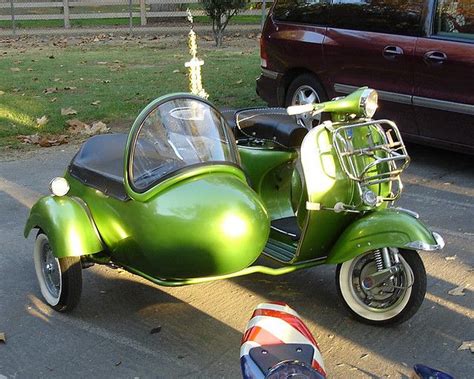 This scooter sidecar kit is built with the highest quality materials and craftsmanship. limegreen vintage vespa motorscooter with sidecar | Vespa ...