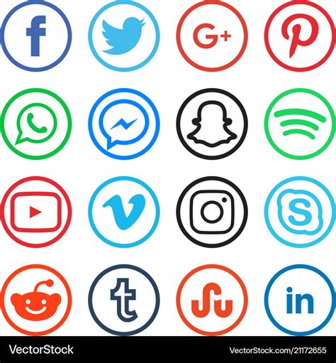 Collection Of Social Media Icons Royalty Free Vector Image
