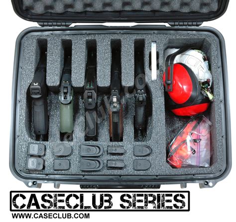 Case Club Waterproof 5 Pistol Case With Accessory Pocket And Silica Gel