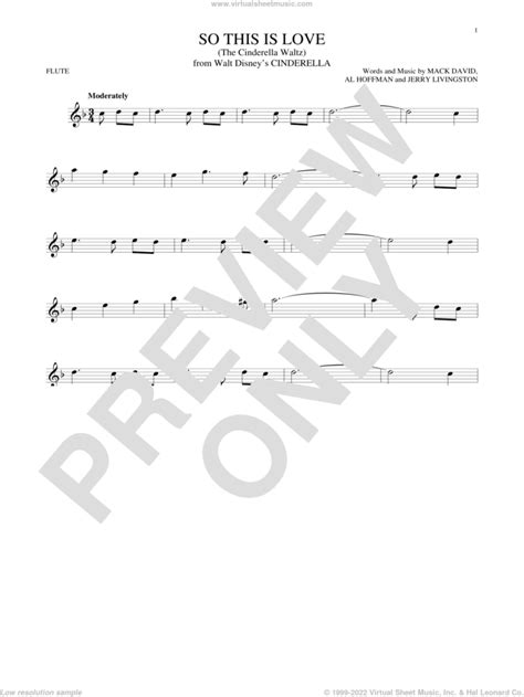 So This Is Love From Cinderella Sheet Music For Flute Solo