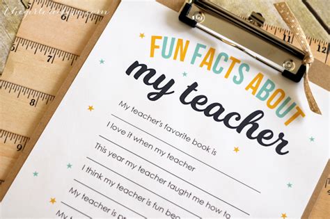 Teacher Appreciation Printable Fun Facts About My Teacher The Girl
