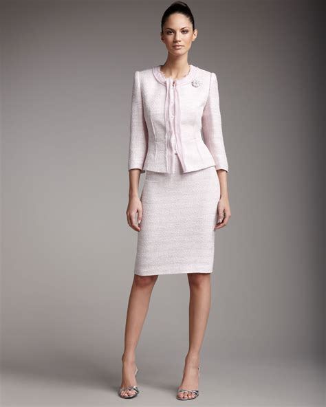 Lyst Tahari Fitted Boucle Suit In Pink
