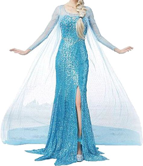 Costume De Princesse Elsa La Reine Des Neiges Pour Femme Bleu S Bleu Amazon Ca Mode