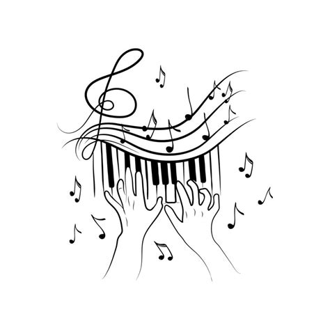 The Concept Of Inspired Piano Playing A Hand Drawn Doodle Keys