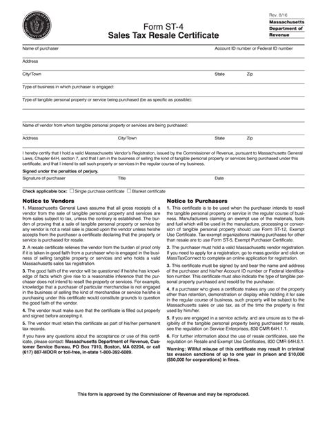 Ma Dor St 4 2024 Form Printable Blank Pdf Online