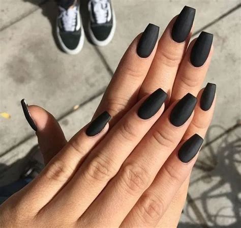 The Beauty Of Matte Black Coffin Nail Ideas Trend In Cool Acrylic