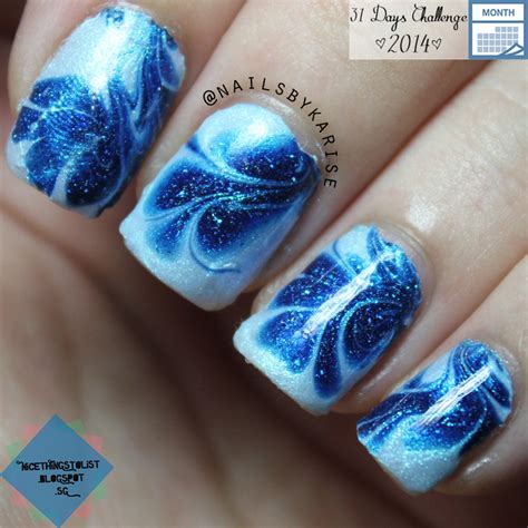 Blue Swirls Nail Art By Karise Tan Nailpolis Museum Of Nail Art