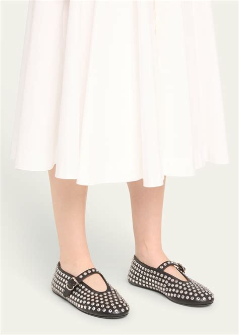 Alaia Leather Mary Jane Flats With Allover Studs Bergdorf Goodman
