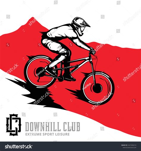 Vector Downhill Mountain Biking Illustration Rider Stock Vector Royalty Free