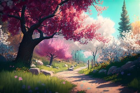 Fondos de escritorio anime árboles el cielo nubes naturaleza paisaje sakura paisaje de primavera