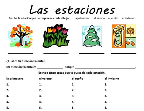 Learn Spanish Seasons Pdf
