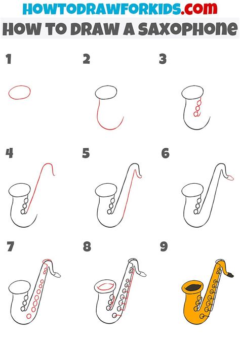 how to draw a saxophone step by step saxophone drawing tutorial easy saxophone art